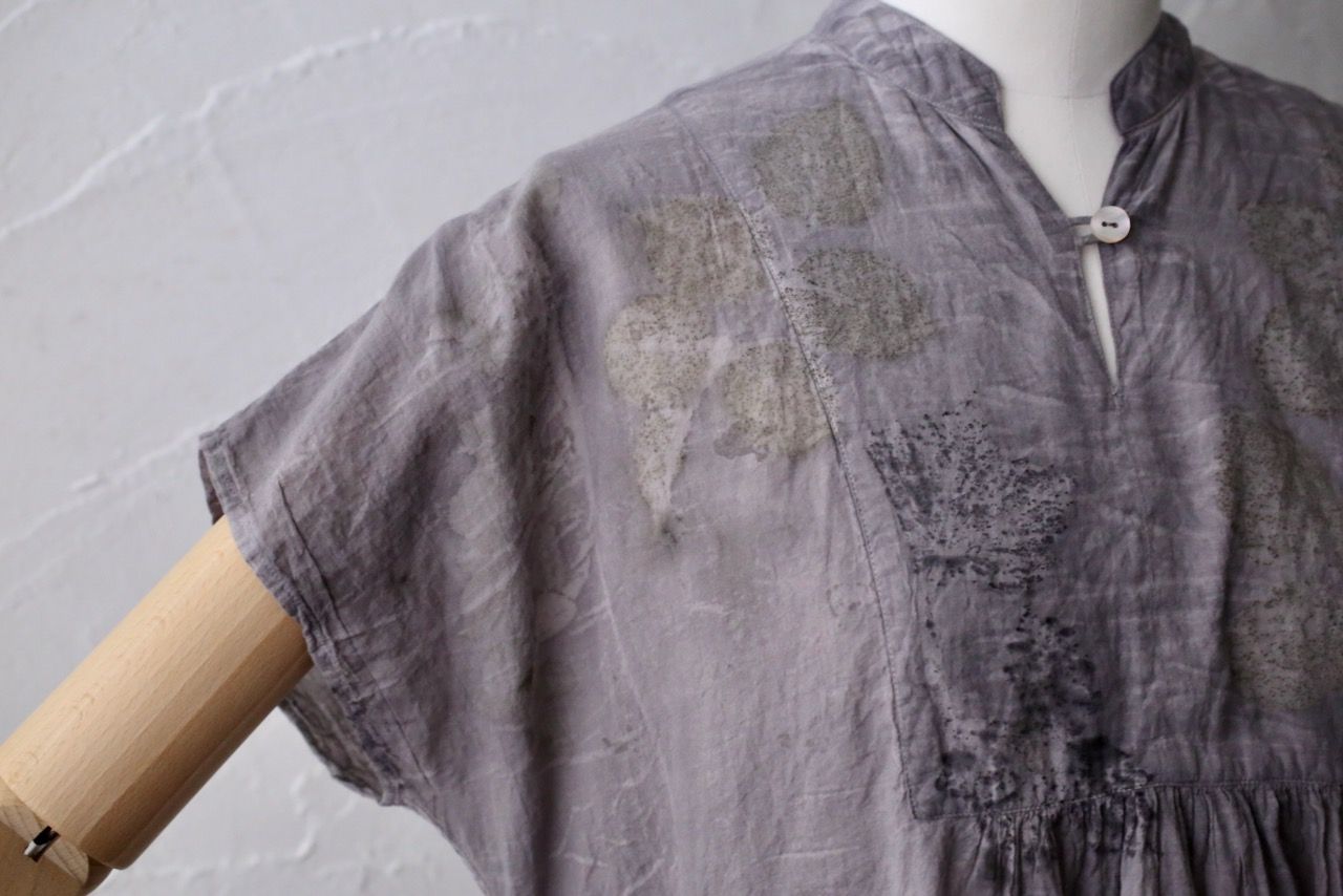 コットンローン パネル切り替えブラウス/ Cotton lawn blouse 「ボタニカルプリント⑭/Botanical print no.14」