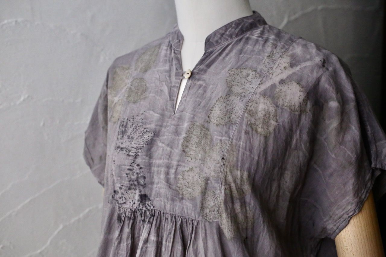 コットンローン パネル切り替えブラウス/ Cotton lawn blouse 「ボタニカルプリント⑭/Botanical print no.14」
