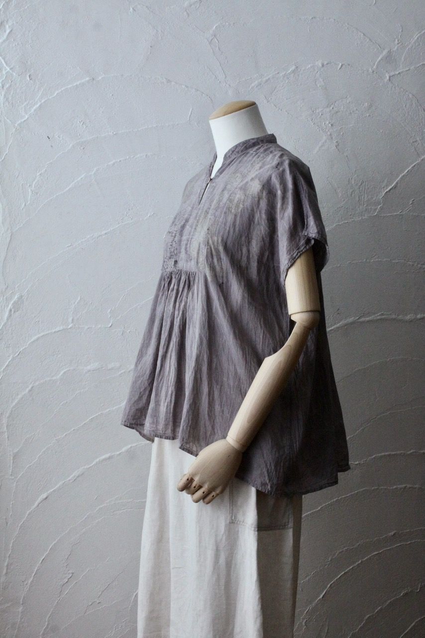 コットンローン パネル切り替えブラウス/ Cotton lawn blouse 「ボタニカルプリント⑭/Botanical print no.14」
