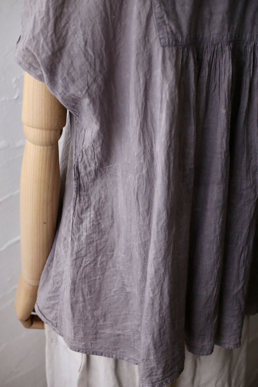 コットンローン パネル切り替えブラウス/ Cotton lawn blouse 「ボタニカルプリント⑮/Botanical print no.15」