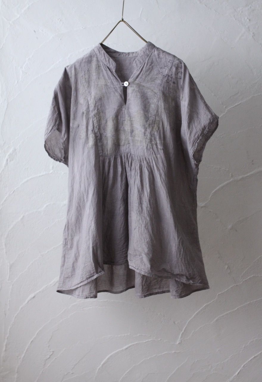 コットンローン パネル切り替えブラウス/ Cotton lawn blouse 「ボタニカルプリント⑮/Botanical print no.15」
