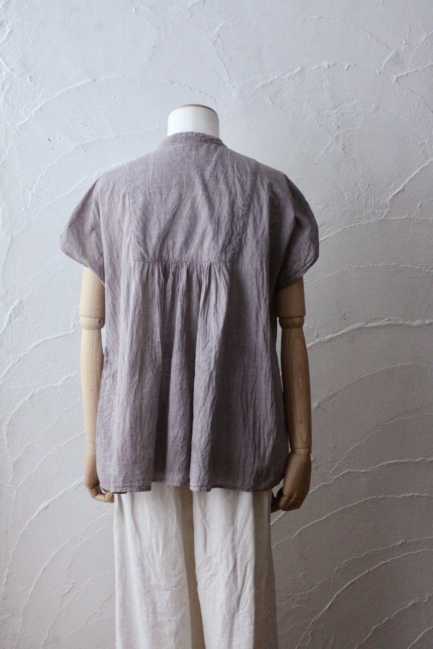 コットンローン パネル切り替えブラウス/ Cotton lawn blouse 「ボタニカルプリント⑮/Botanical print no.15」
