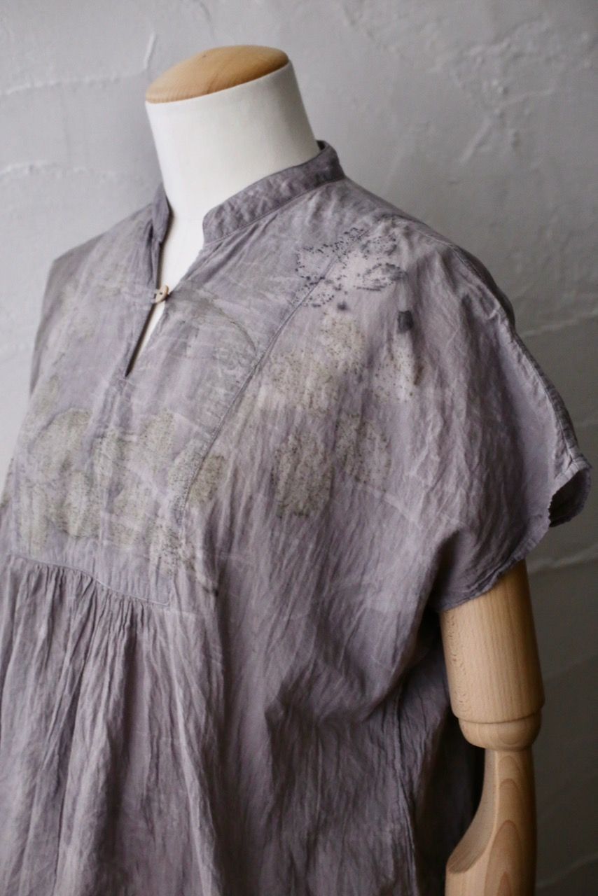 コットンローン パネル切り替えブラウス/ Cotton lawn blouse 「ボタニカルプリント⑮/Botanical print no.15」