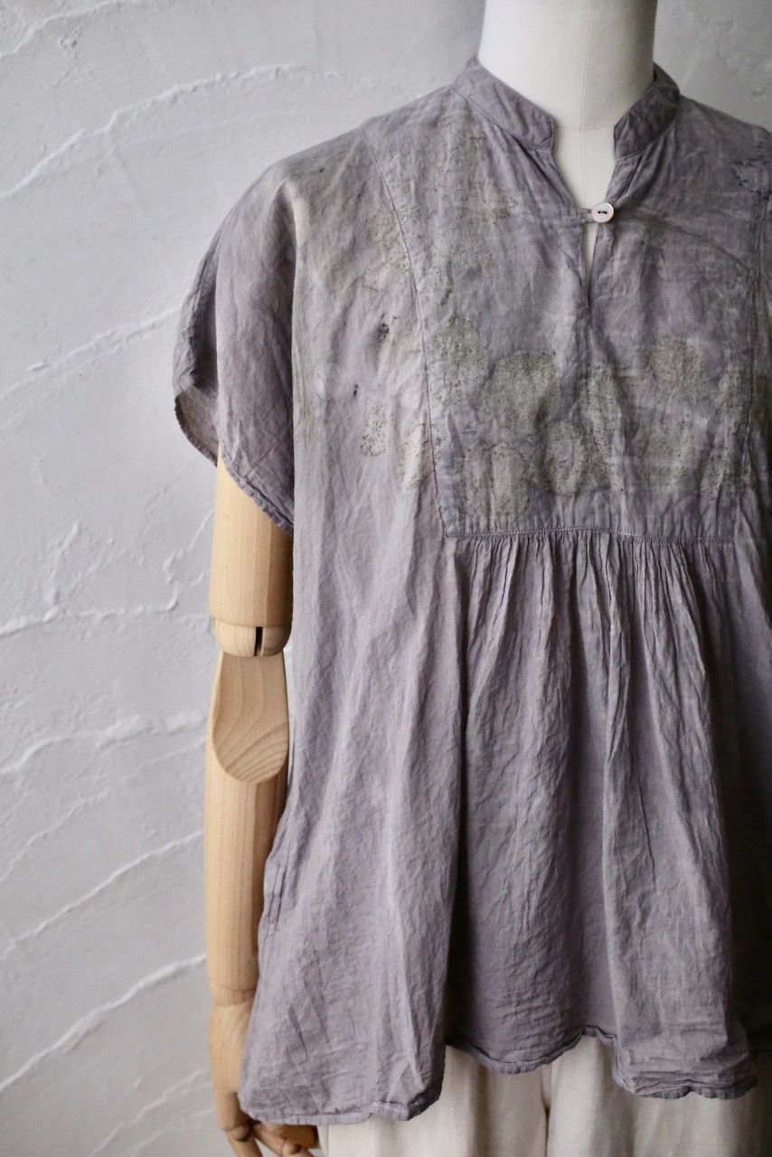 コットンローン パネル切り替えブラウス/ Cotton lawn blouse 「ボタニカルプリント⑮/Botanical print no.15」