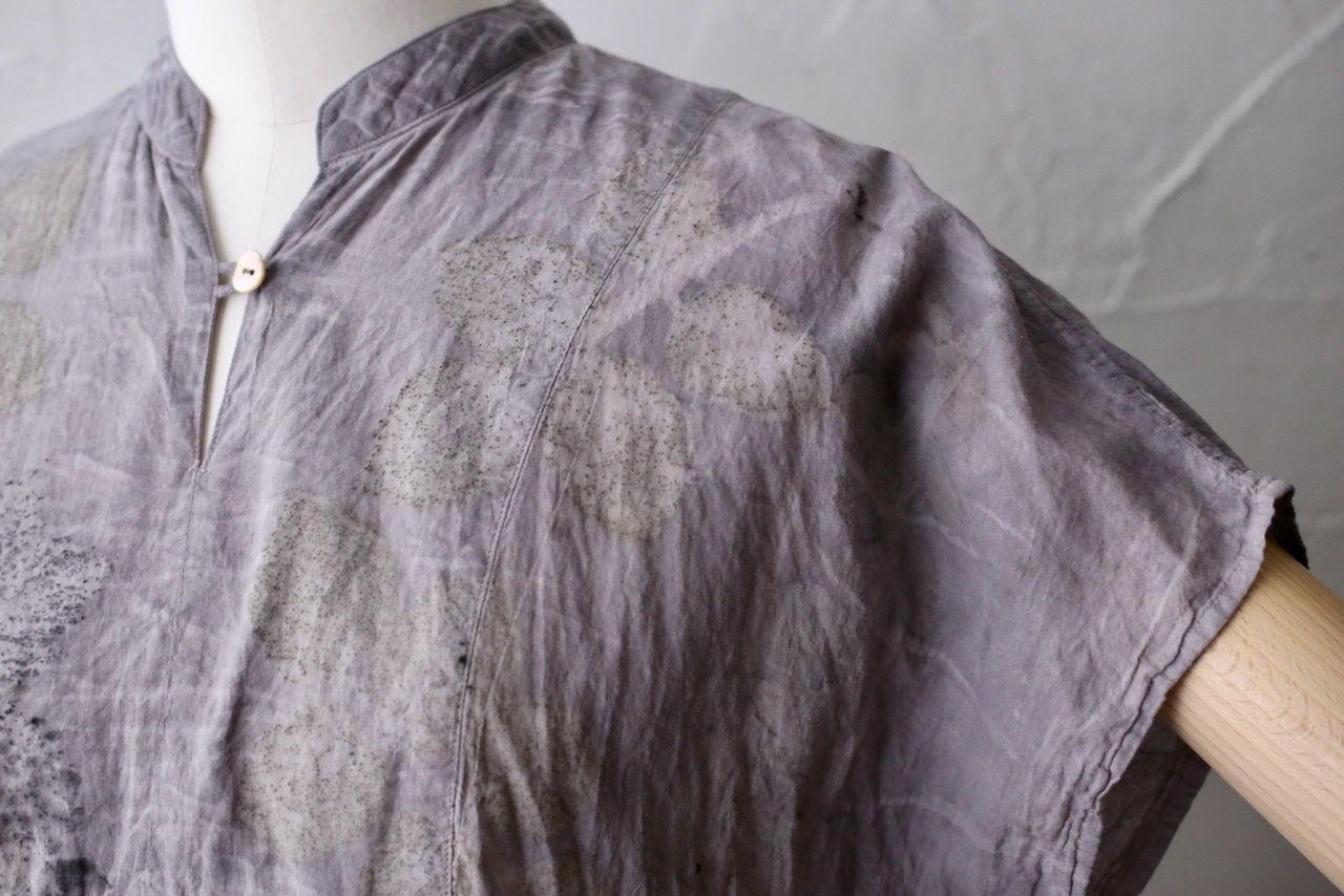 コットンローン パネル切り替えブラウス/ Cotton lawn blouse 「ボタニカルプリント⑭/Botanical print no.14」
