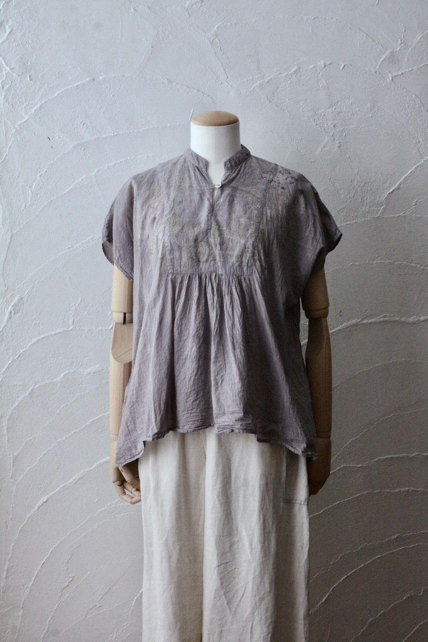 コットンローン パネル切り替えブラウス/ Cotton lawn blouse 「ボタニカルプリント⑮/Botanical print no.15」