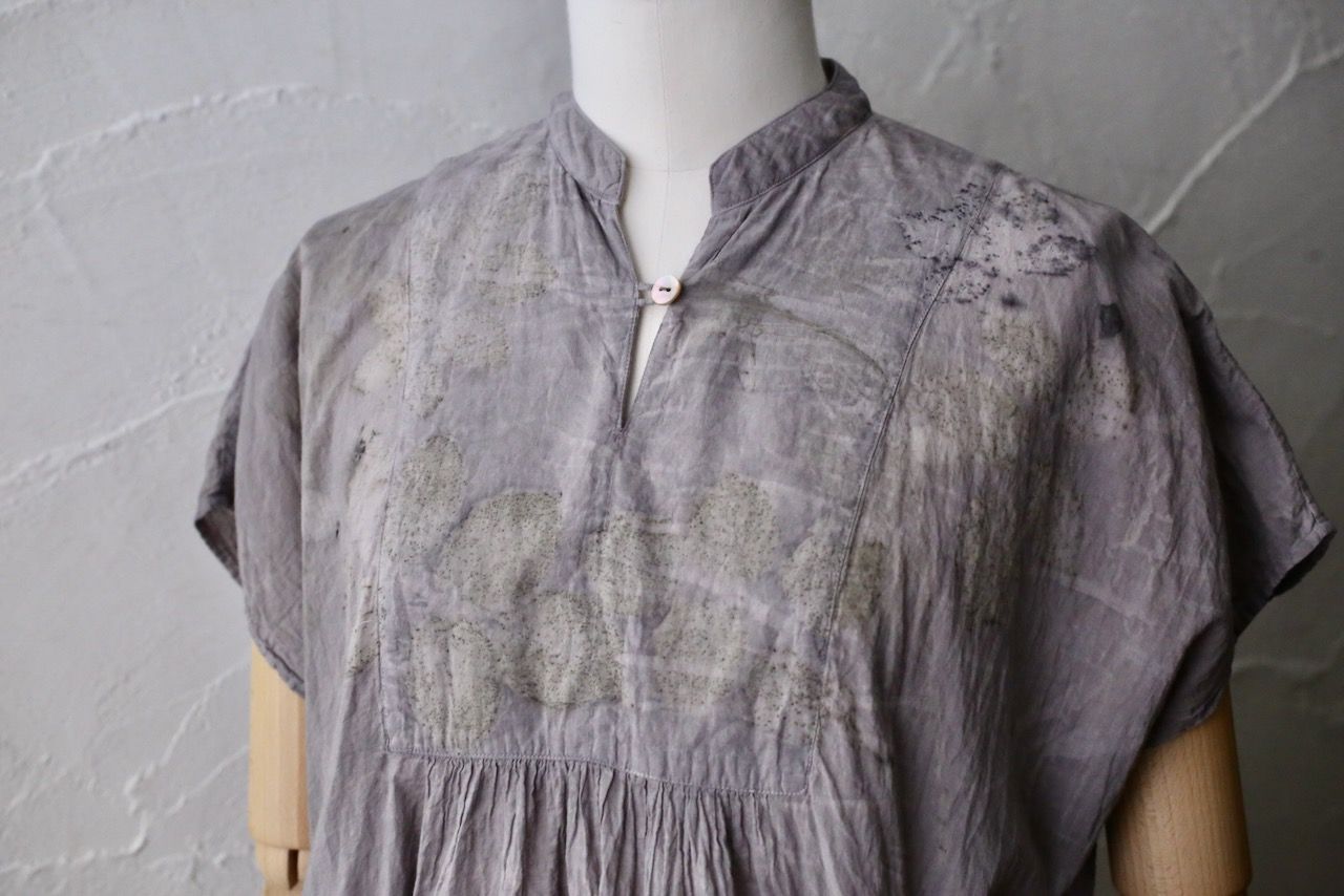 コットンローン パネル切り替えブラウス/ Cotton lawn blouse 「ボタニカルプリント⑮/Botanical print no.15」