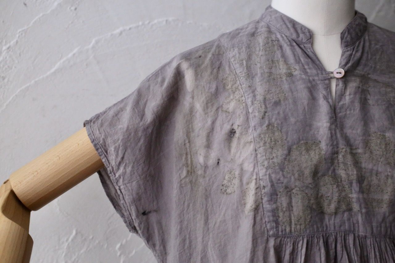 コットンローン パネル切り替えブラウス/ Cotton lawn blouse 「ボタニカルプリント⑮/Botanical print no.15」