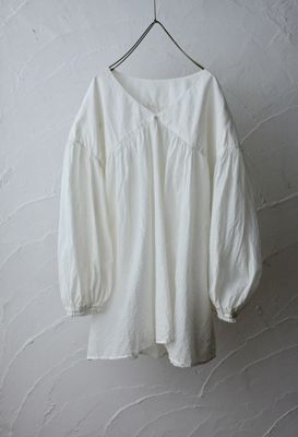カディコットン カウント100 バルーン袖ブラウス khadi cotton pullover blouse 「オフ/Neutral」