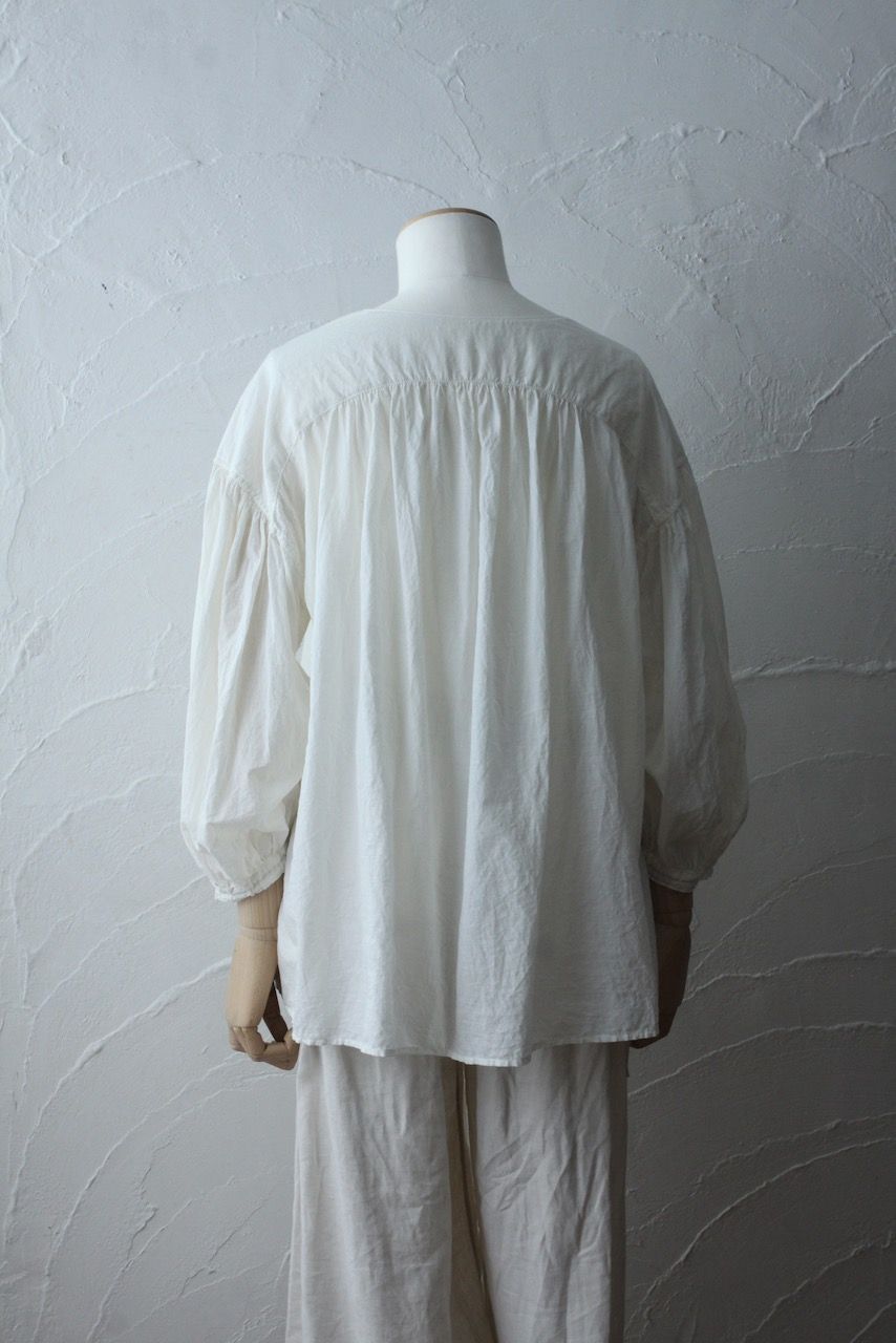 カディコットン カウント100 バルーン袖ブラウス khadi cotton pullover blouse 「オフ/Neutral」