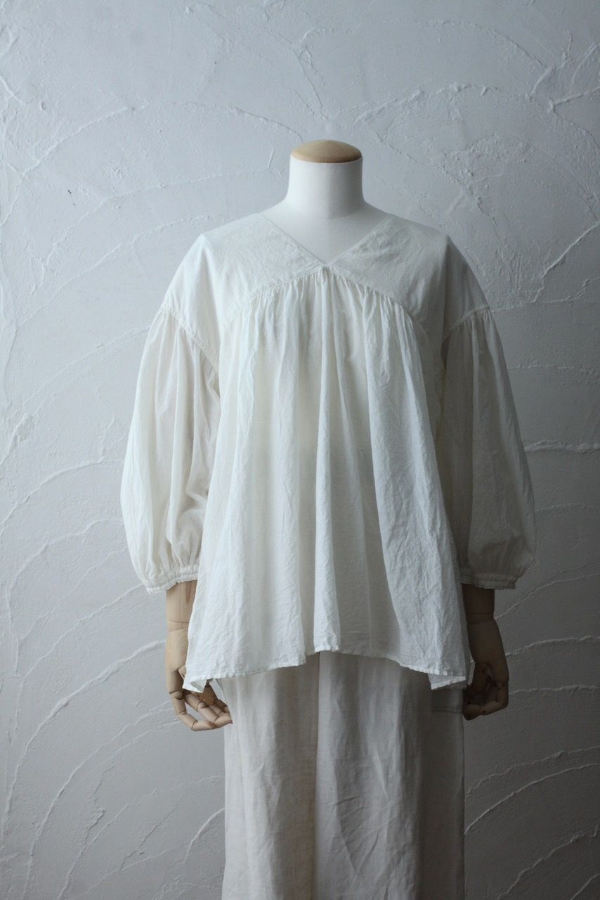カディコットン カウント100 バルーン袖ブラウス khadi cotton pullover blouse 「オフ/Neutral」