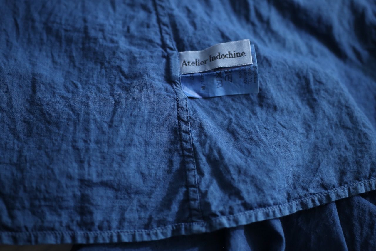 カディコットン カウント100 バルーン袖ブラウス khadi cotton pullover blouse 「藍/Indigo」