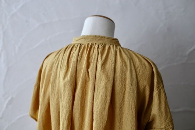 コットンローン バンドカラーブラウス/Cotton lawn blouse「辛子色/Mustard」7/28追加しました！