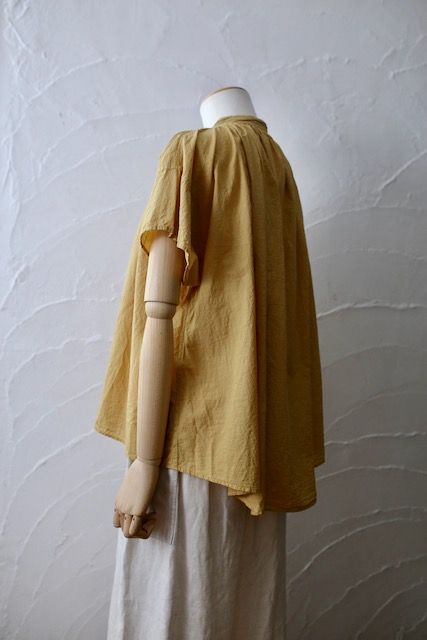 コットンローン バンドカラーブラウス/Cotton lawn blouse「辛子色/Mustard」7/28追加しました！