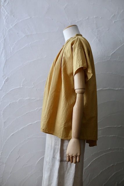 コットンローン バンドカラーブラウス/Cotton lawn blouse「辛子色/Mustard」7/28追加しました！