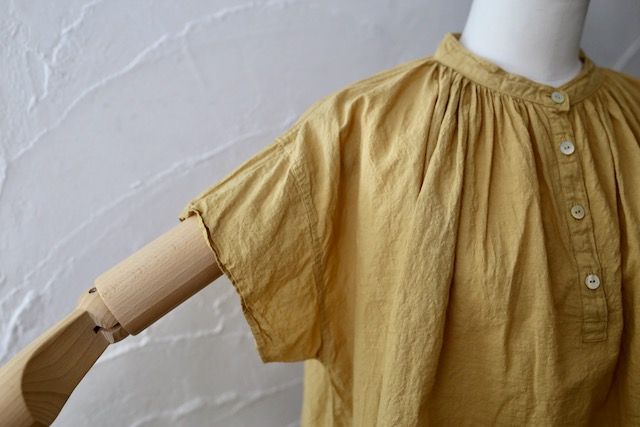 コットンローン バンドカラーブラウス/Cotton lawn blouse「辛子色/Mustard」7/28追加しました！
