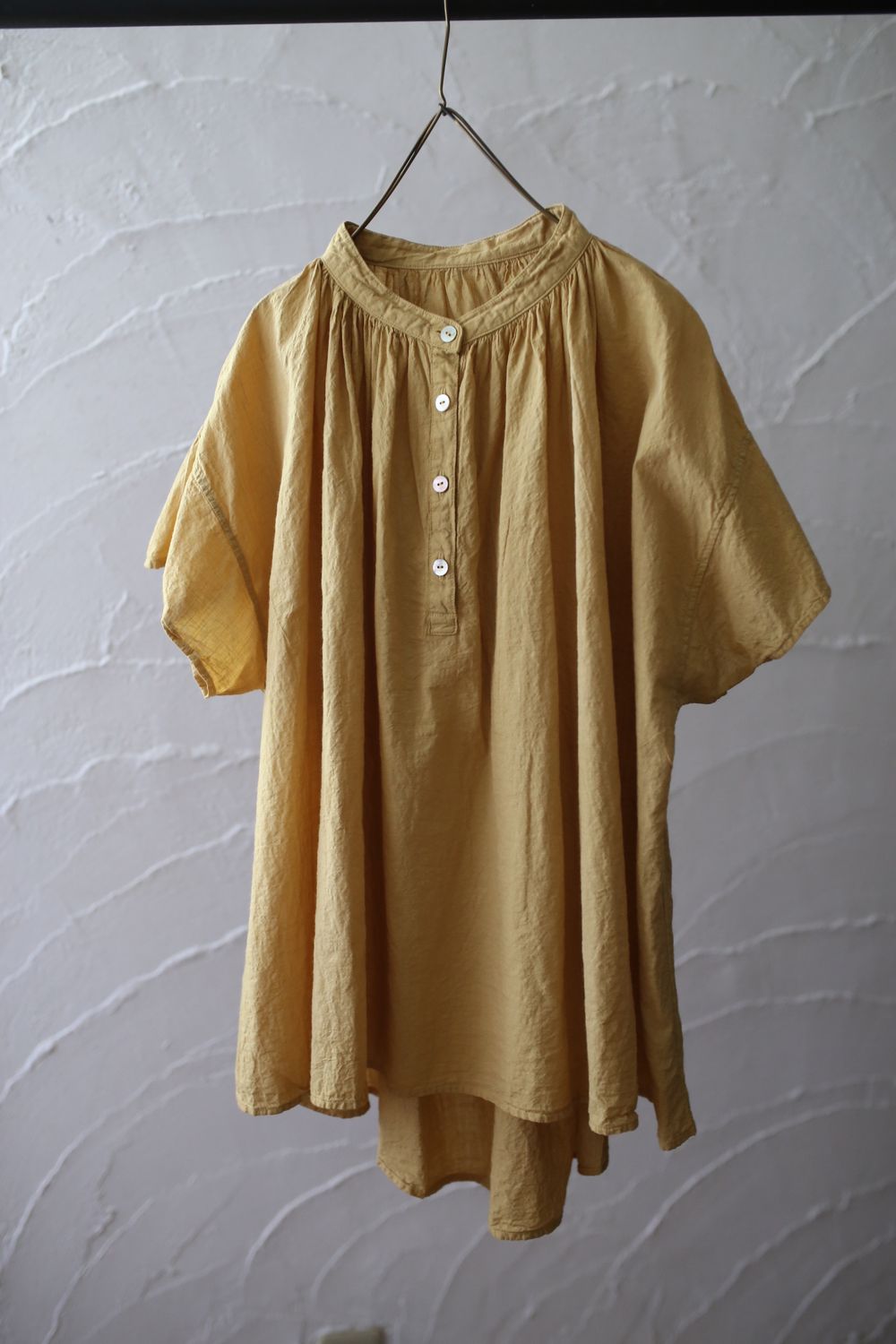 コットンローン バンドカラーブラウス/Cotton lawn blouse「辛子色/Mustard」7/28追加しました！