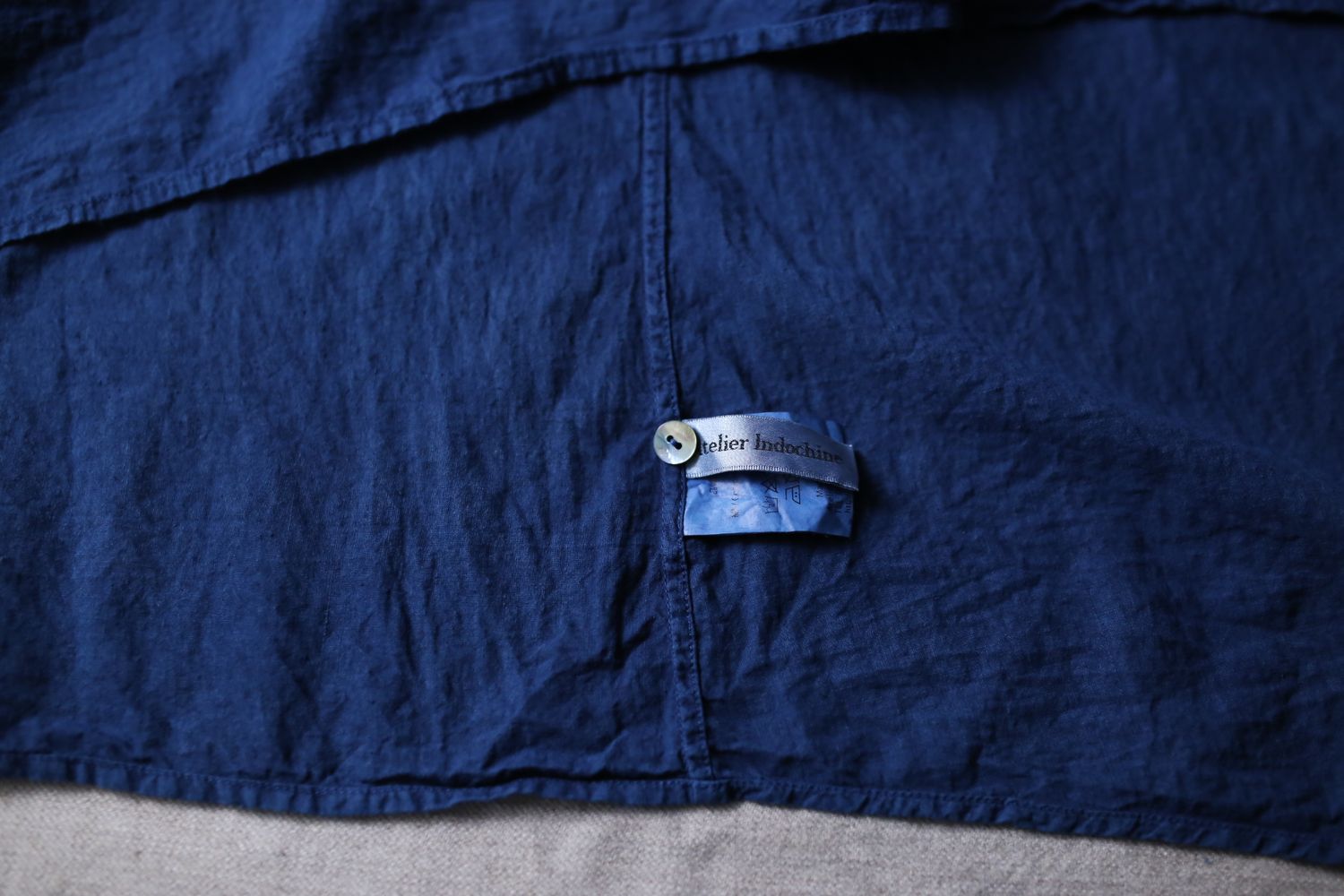 カディコットン カウント100 ギャザーブラウス khadi cotton pullover blouse 「藍/ indigo」