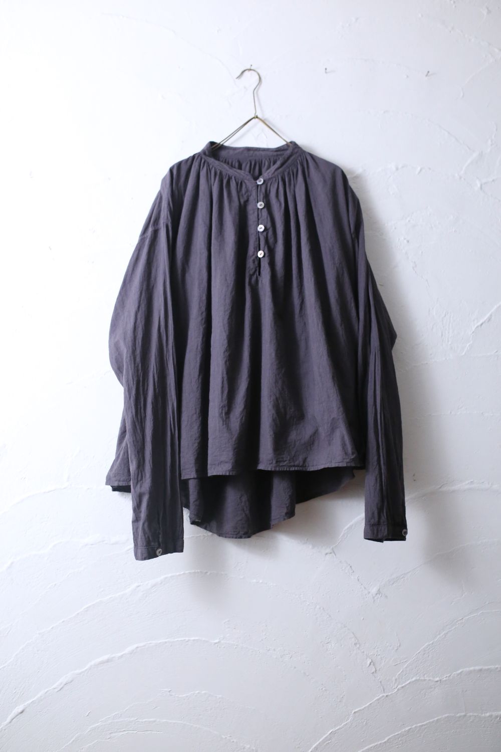 カディコットン カウント100 ギャザーブラウス khadi cotton pullover blouse 「ぶどう/Grape」