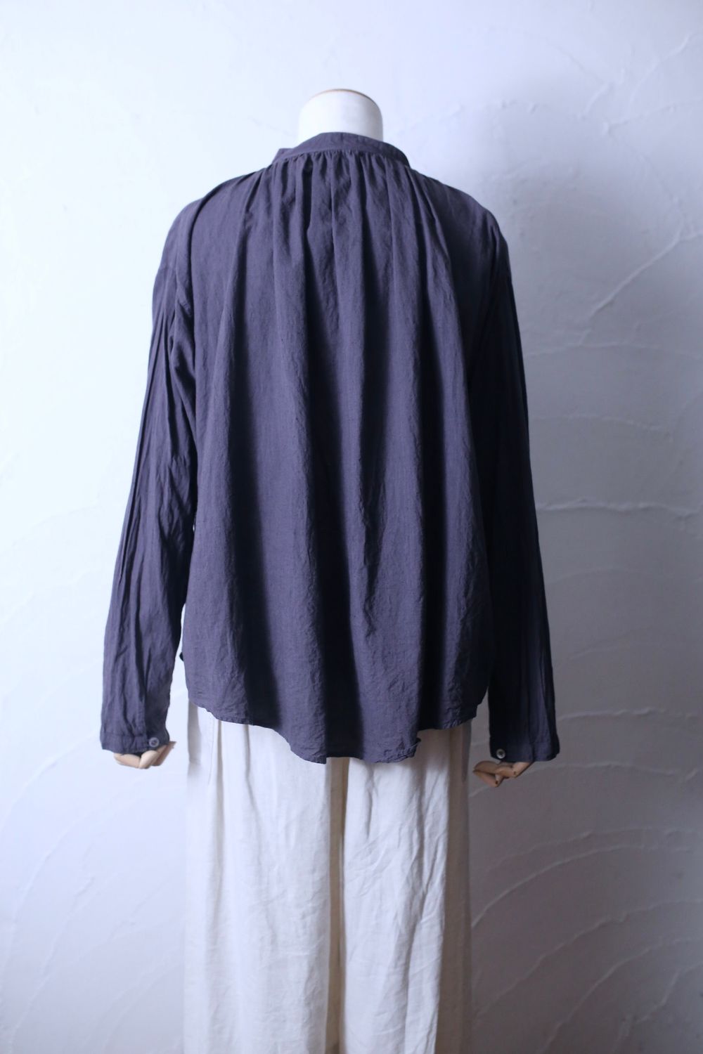 カディコットン カウント100 ギャザーブラウス khadi cotton pullover blouse 「ぶどう/Grape」