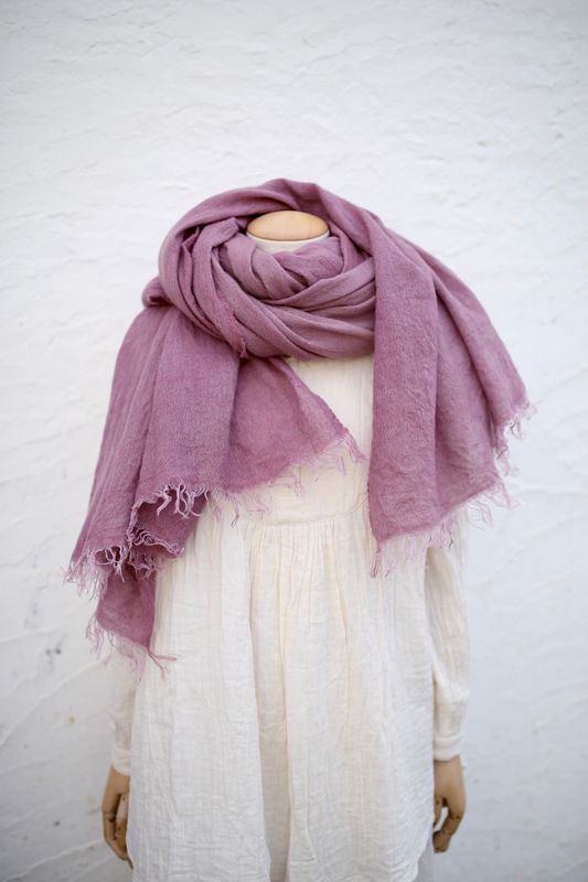 ウールリネンストール Woollen linen scarf 「オールドローズ/Old rose」 ウールリネンストール Woollen linen scarf 「オールドローズ/Old rose」