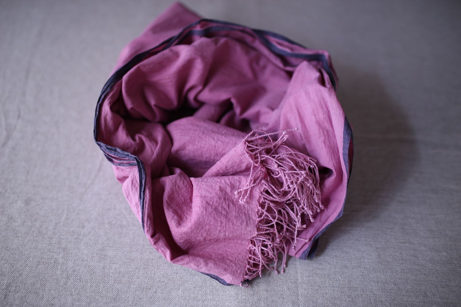 カディコットン 大判ストール  Khadi cotton scarf 「チェリー/Cherry」