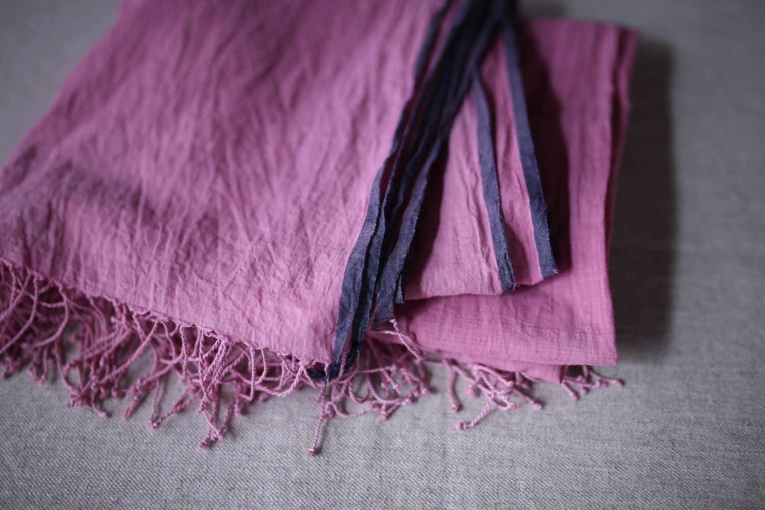 カディコットン 大判ストール  Khadi cotton scarf 「チェリー/Cherry」