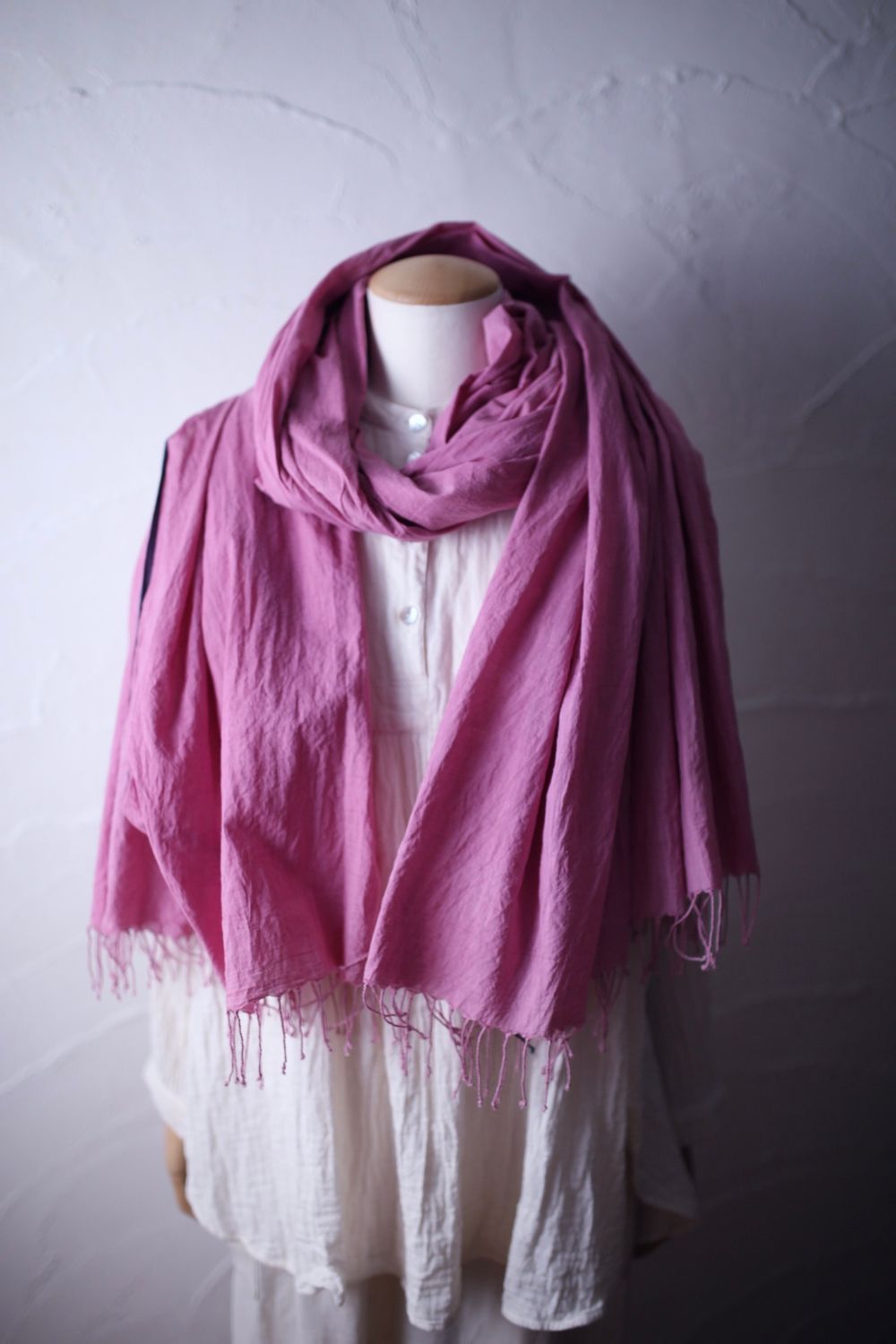 カディコットン 大判ストール  Khadi cotton scarf 「チェリー/Cherry」