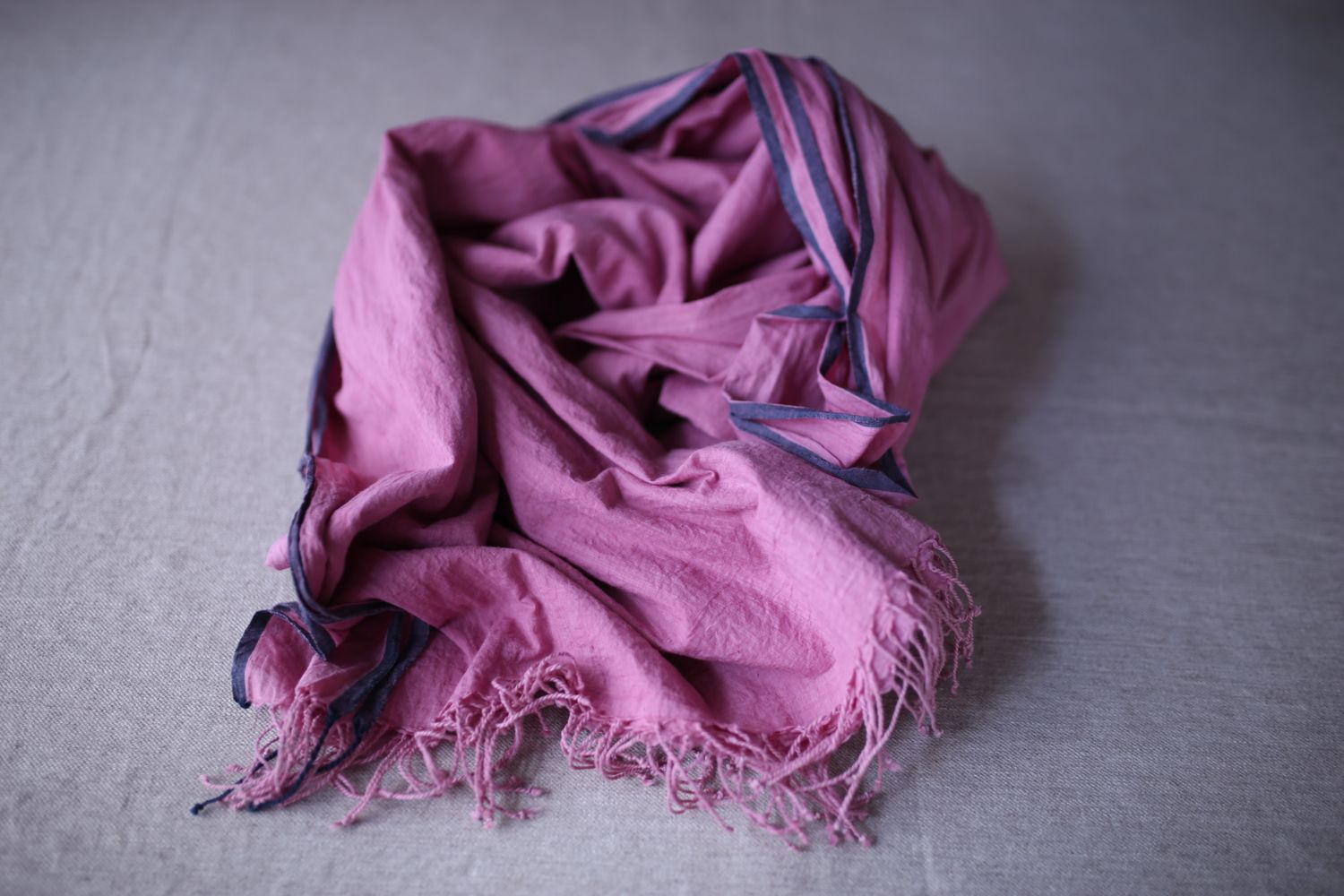 カディコットン 大判ストール  Khadi cotton scarf 「チェリー/Cherry」