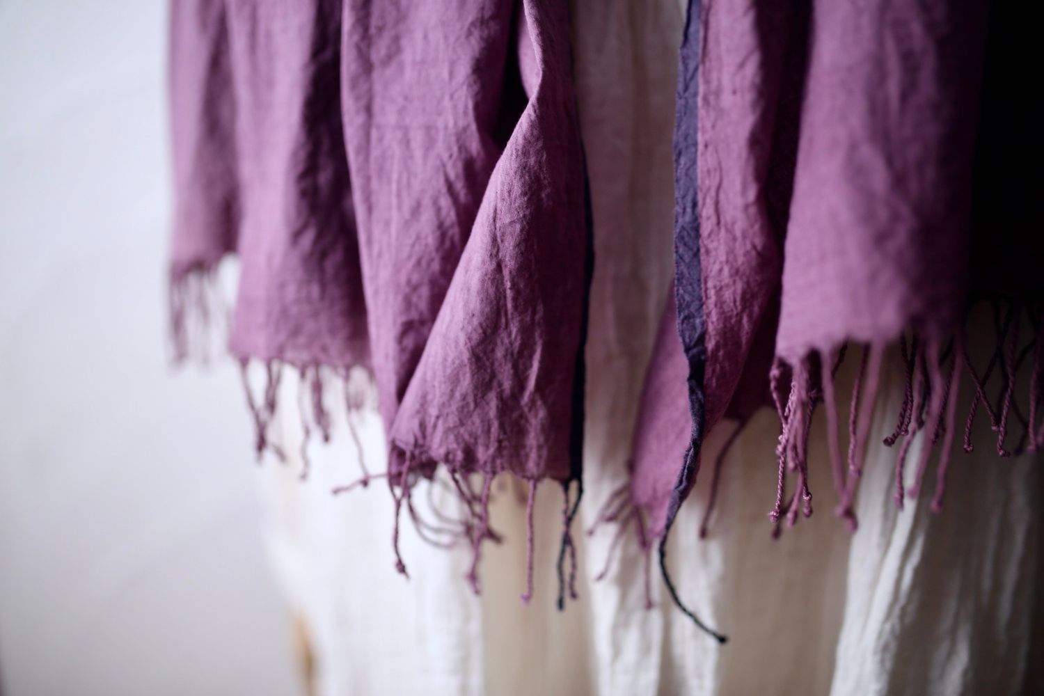 カディコットン 大判ストール  Khadi cotton scarf 「オールドローズ/Old rose」