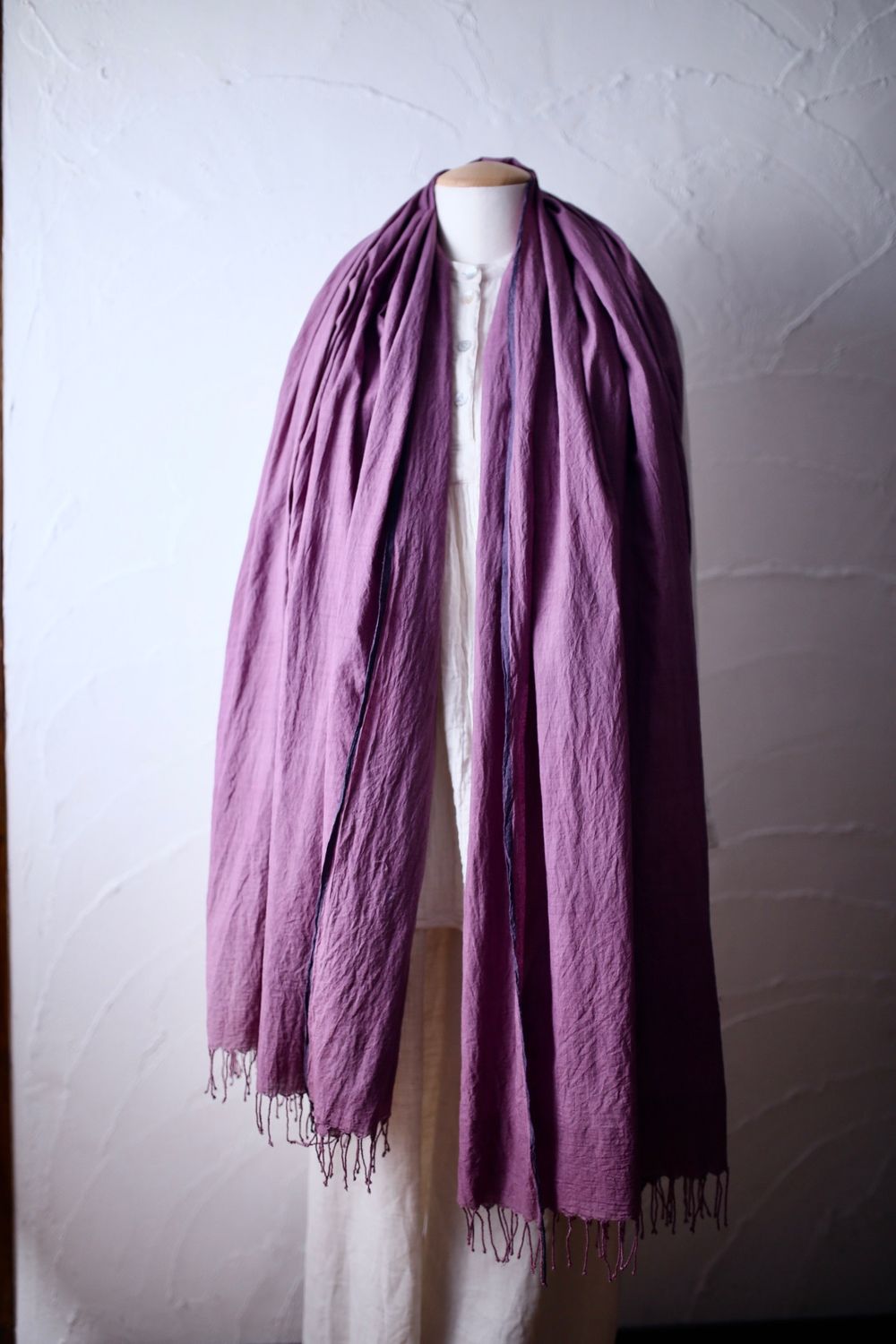 カディコットン 大判ストール  Khadi cotton scarf 「オールドローズ/Old rose」