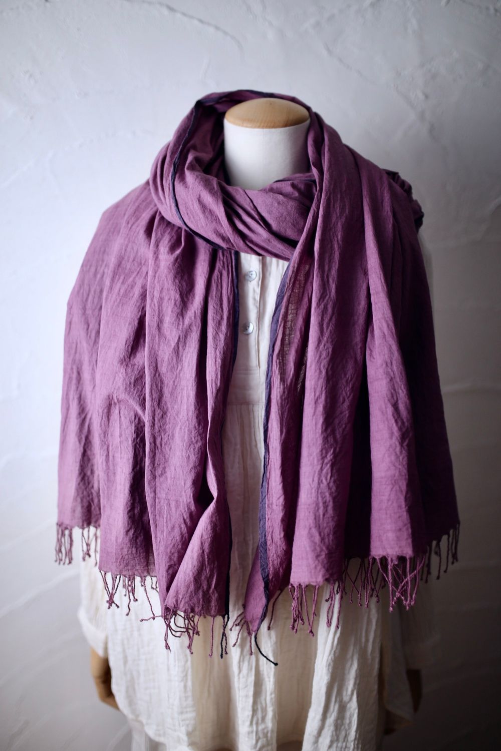 カディコットン 大判ストール  Khadi cotton scarf 「オールドローズ/Old rose」