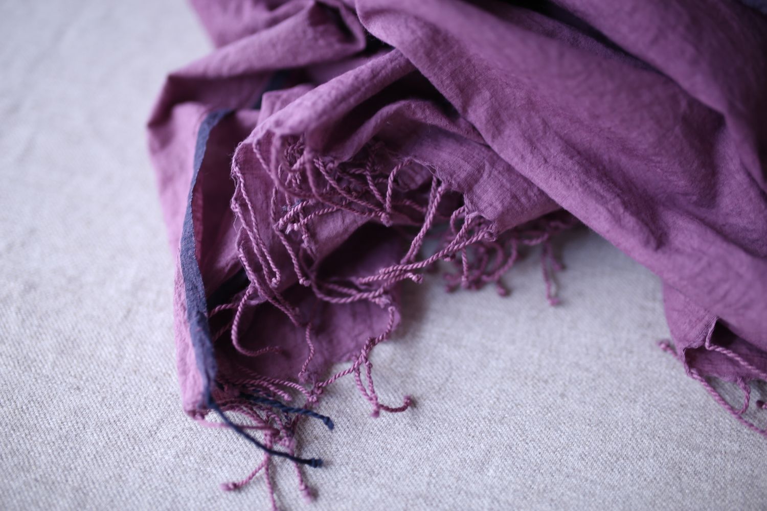 カディコットン 大判ストール  Khadi cotton scarf 「オールドローズ/Old rose」