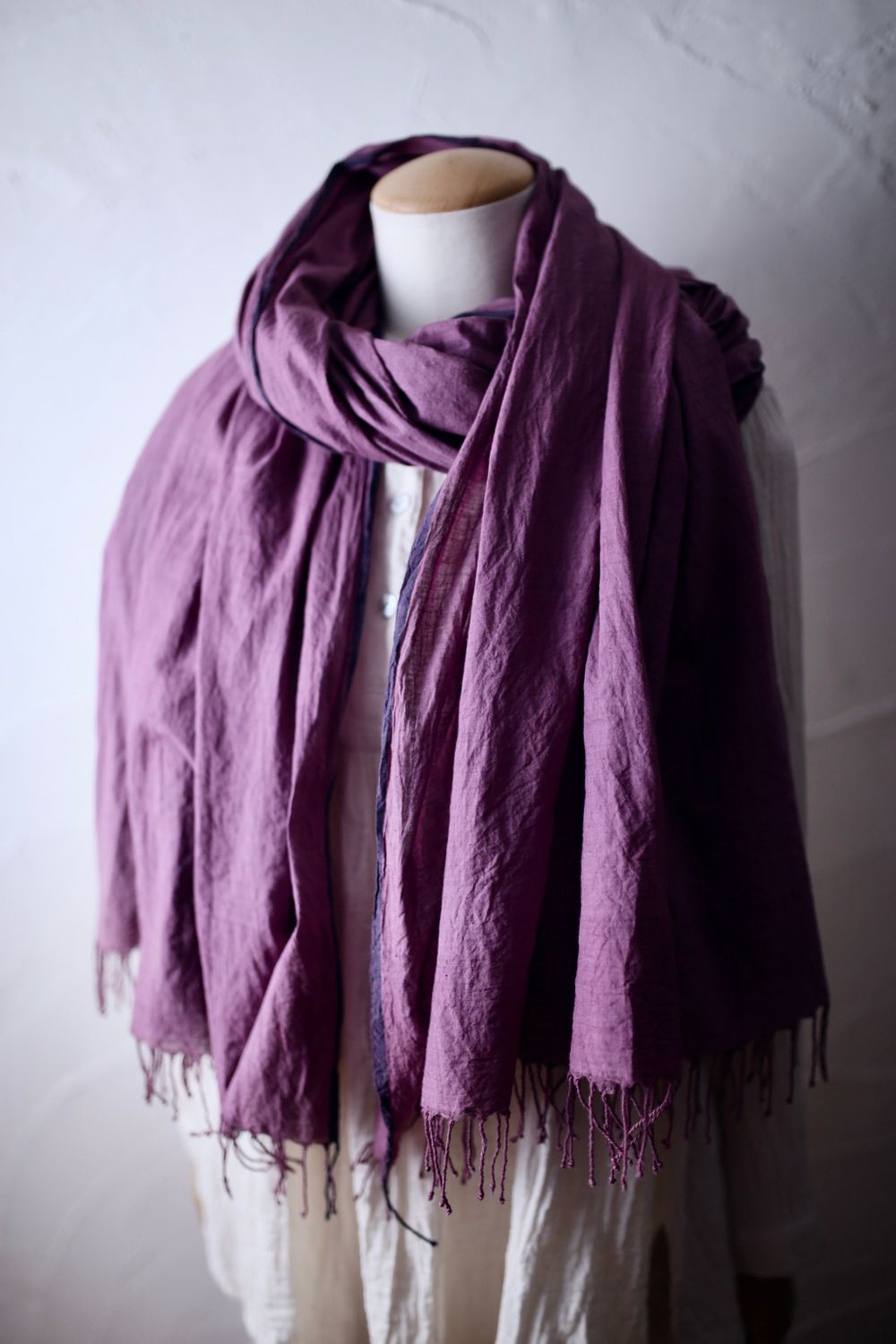 カディコットン 大判ストール  Khadi cotton scarf 「オールドローズ/Old rose」