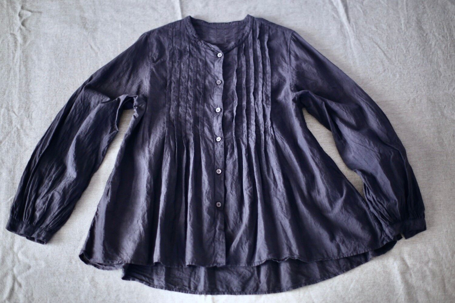 カディコットン カウント100 ピンタックブラウス/Khadi cotton pin-tucked blouse「ぶどう/Grape」