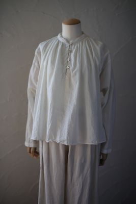 カディコットン カウント100 ギャザーブラウス khadi cotton pullover blouse 「オフ/Neutral」＊袖丈３種類