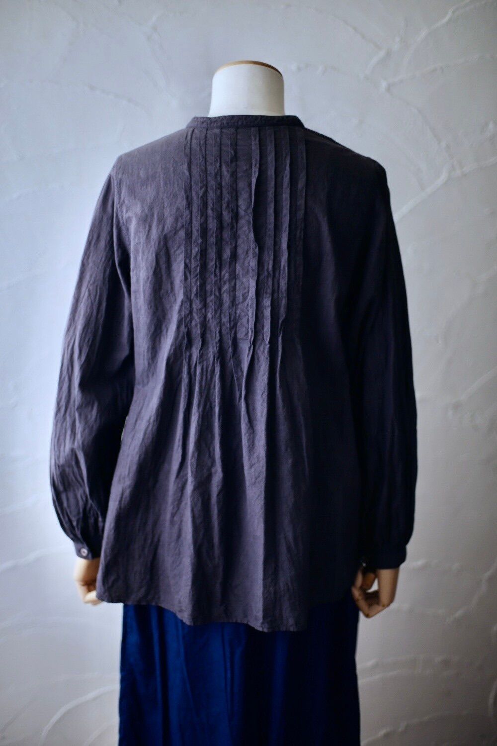 カディコットン カウント100 ピンタックブラウス/Khadi cotton pin-tucked blouse「ぶどう/Grape」