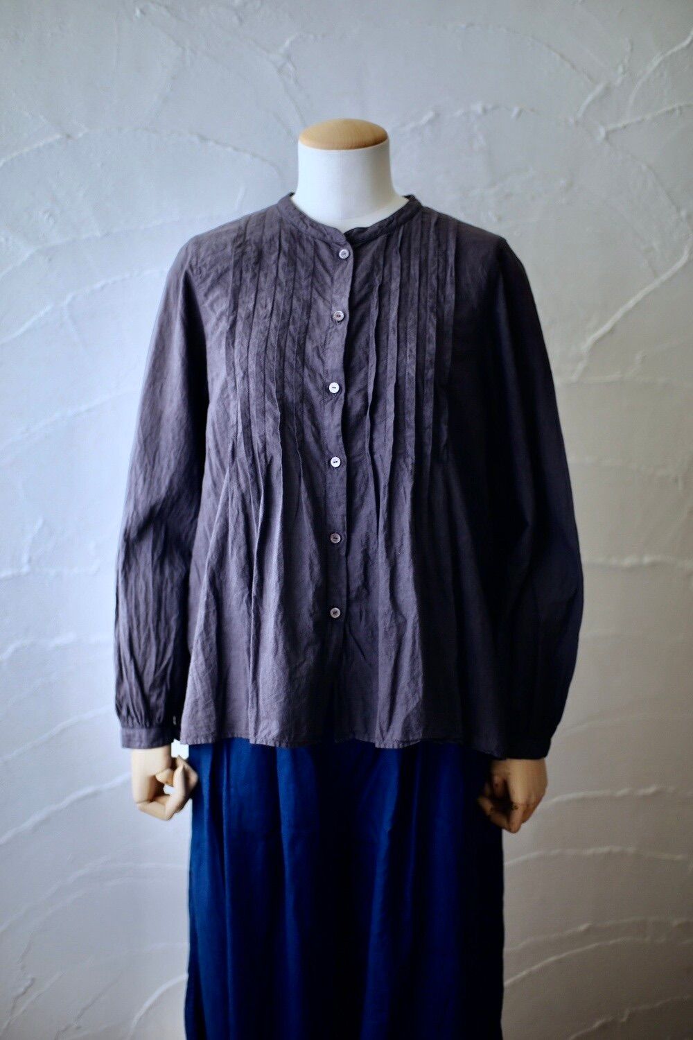 カディコットン カウント100 ピンタックブラウス/Khadi cotton pin-tucked blouse「ぶどう/Grape」