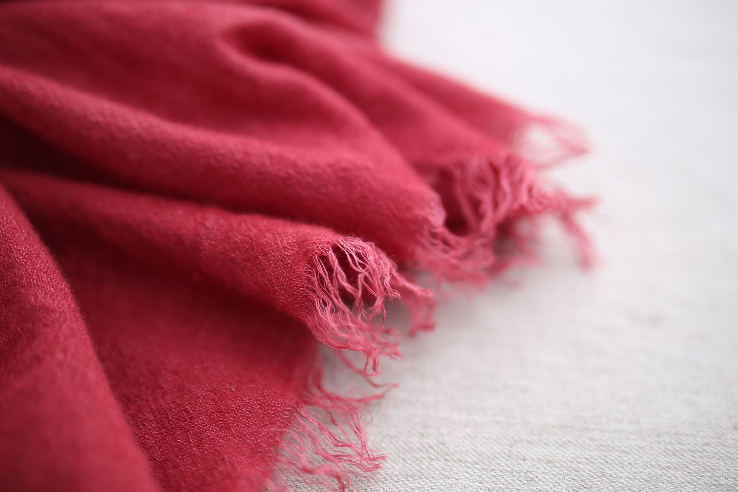 ウールリネンストール Woollen linen scarf 「茜色/Madder root」
