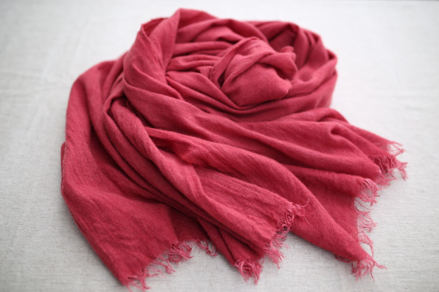 ウールリネンストール Woollen linen scarf 「茜色/Madder root」