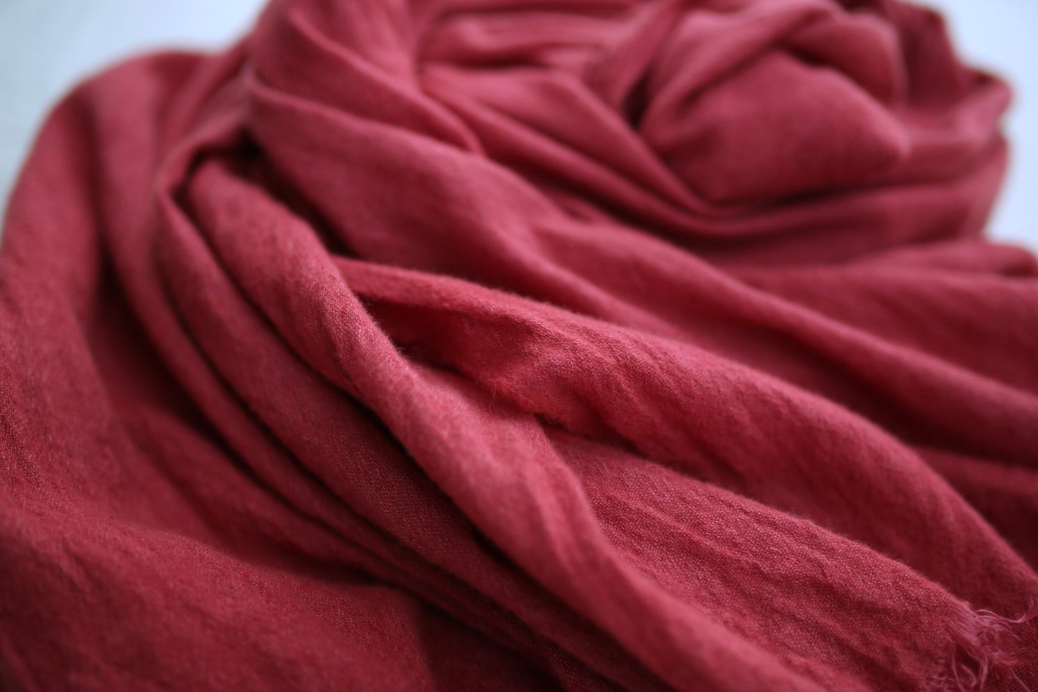 ウールリネンストール Woollen linen scarf 「茜色/Madder root」