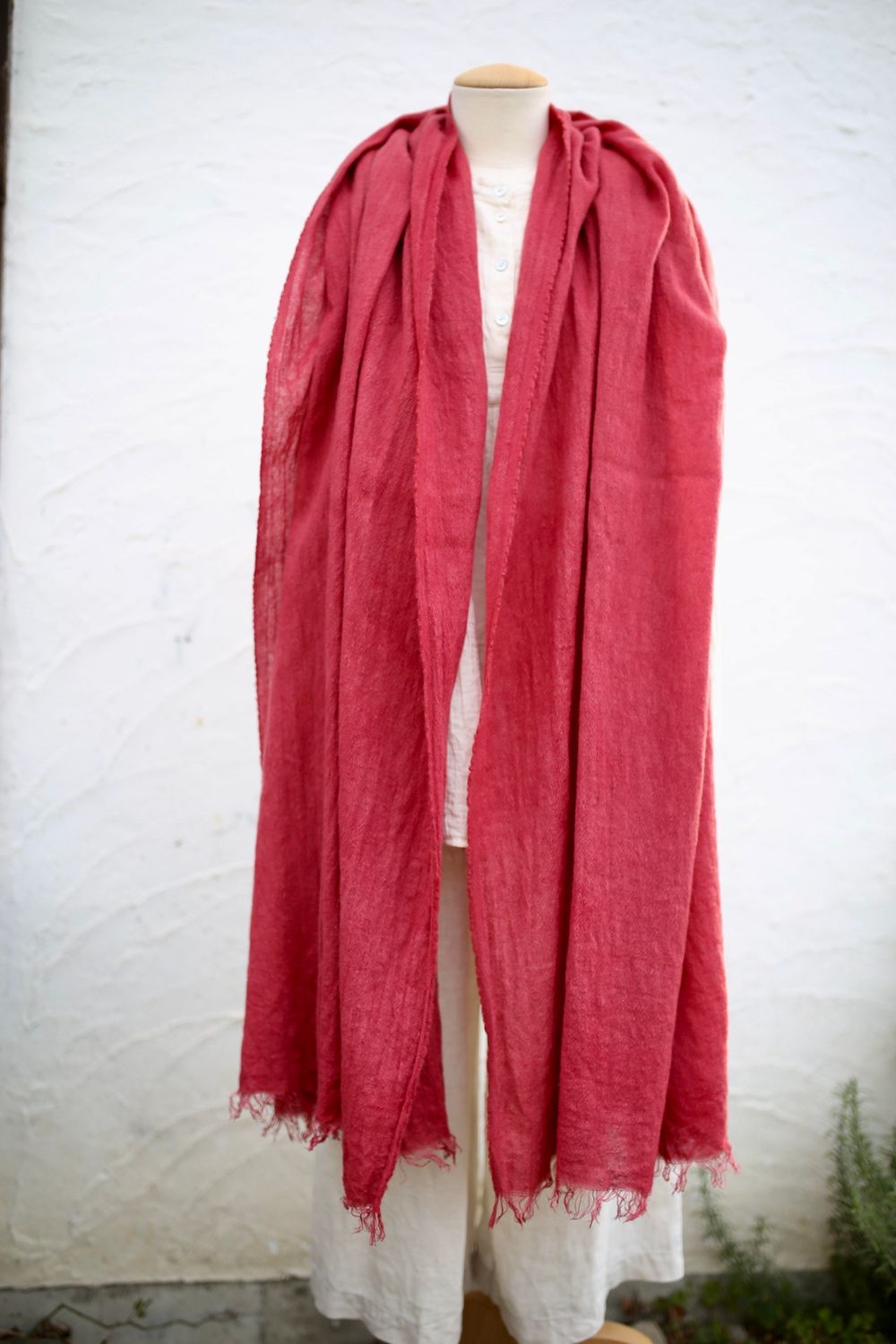 ウールリネンストール Woollen linen scarf 「茜色/Madder root」