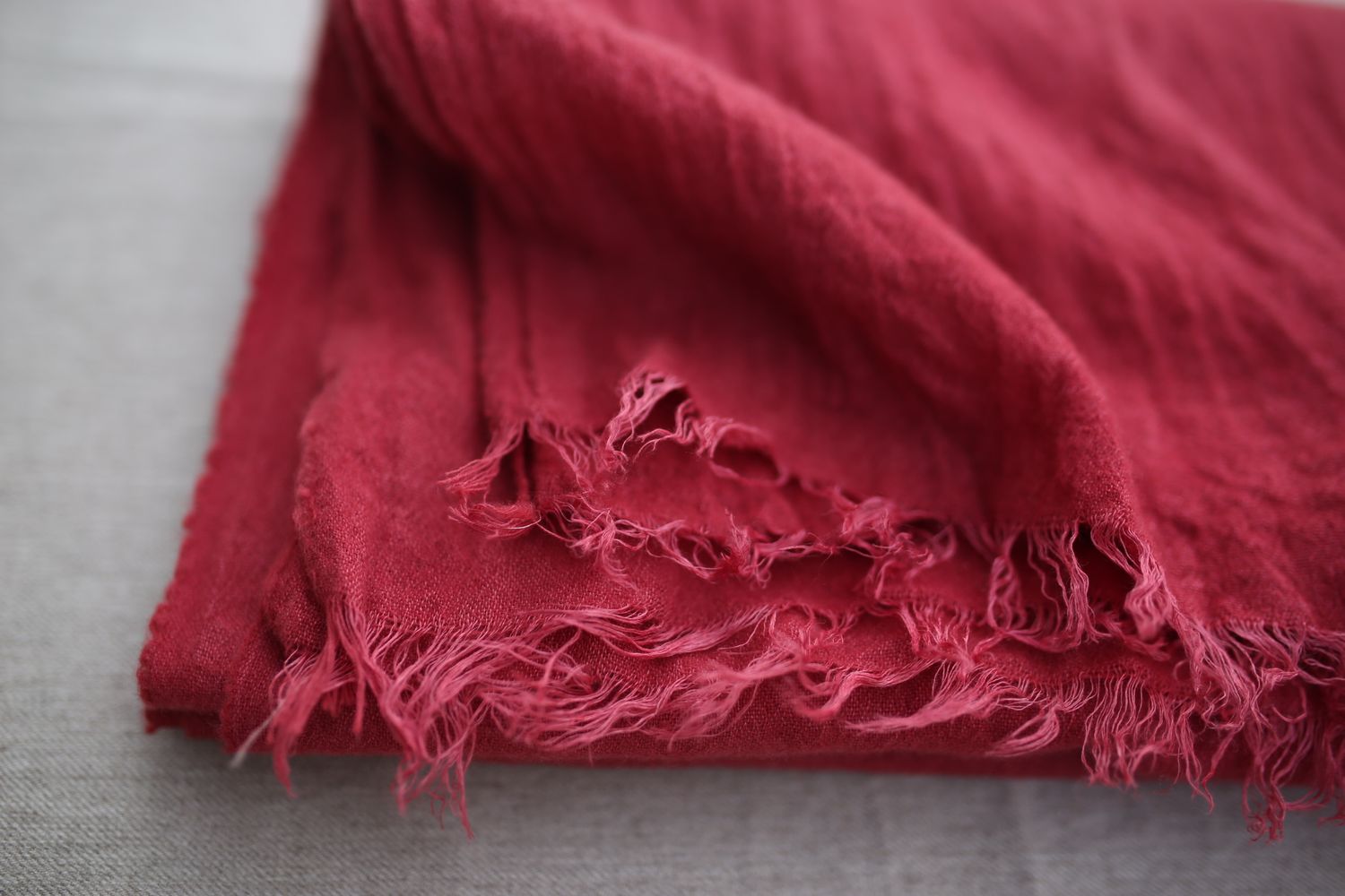 ウールリネンストール Woollen linen scarf 「茜色/Madder root」