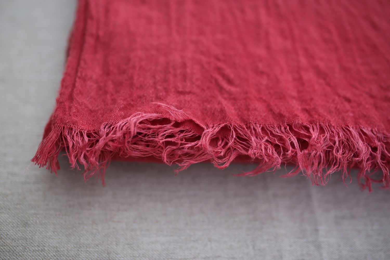 ウールリネンストール Woollen linen scarf 「茜色/Madder root」