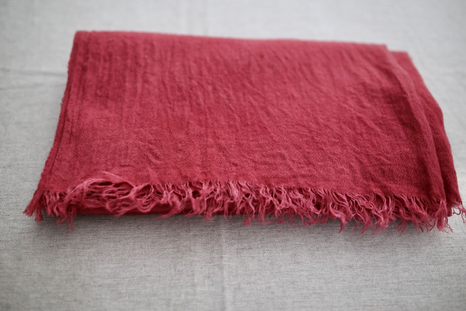ウールリネンストール Woollen linen scarf 「茜色/Madder root」