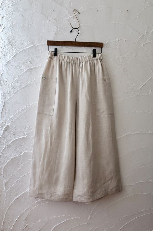 リネンヘンプ ワイドパンツ Wide-leg linen hemp pants  生成り/Neutral
