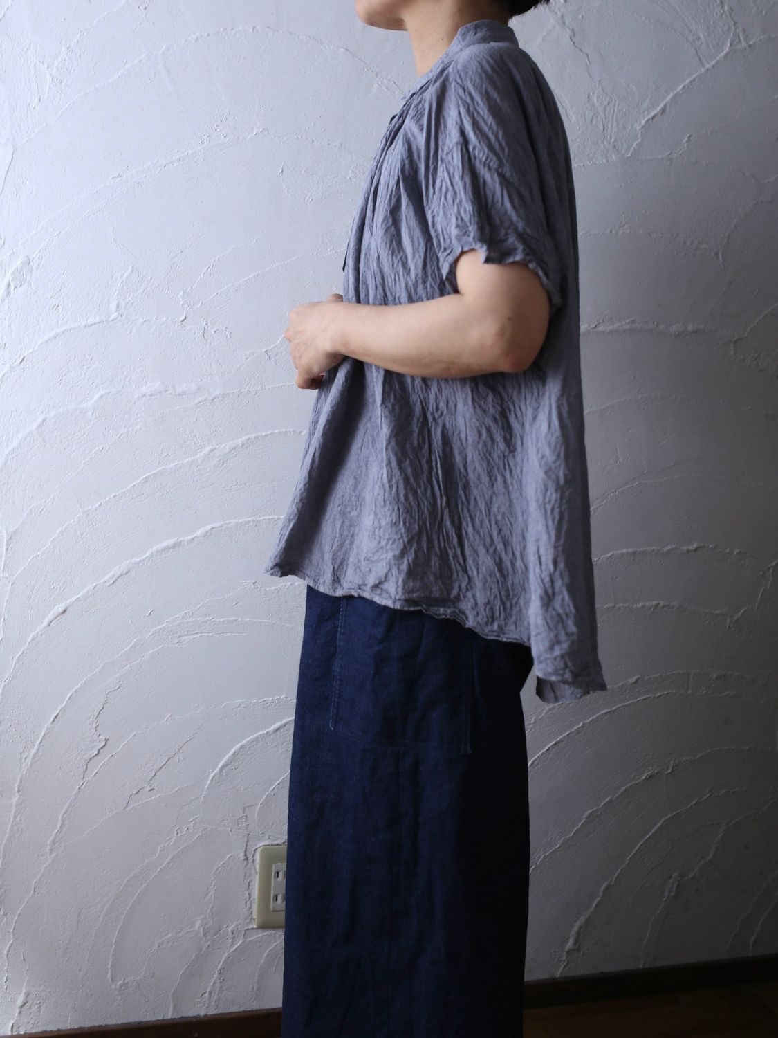 コットンローン 丸襟ブラウス/Cotton lawn blouse「ラベンダー