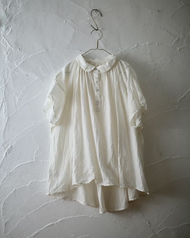 カディコットン 丸襟ブラウス/Khadi cotton blouse「オフ」