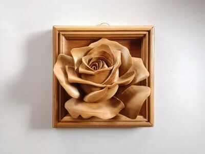 hiasan dinding kayu / dekorasi dinding kayu ukiran single rose asli jepara