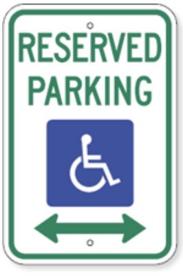 Reserved Parking with Bi-Directional Arrow and Handicap Symbol